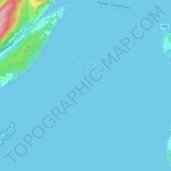 Carte topographique Fusafjorden, altitude, relief