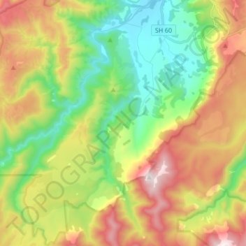 Carte topographique Waitui Stream, altitude, relief