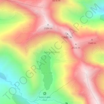 Carte topographique Ivory Glacier, altitude, relief
