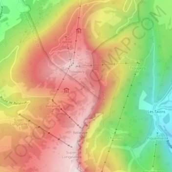 Carte topographique Lac du Morond, altitude, relief