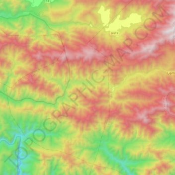 Carte topographique Pakke, altitude, relief