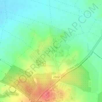 Carte topographique Kfar Aza, altitude, relief