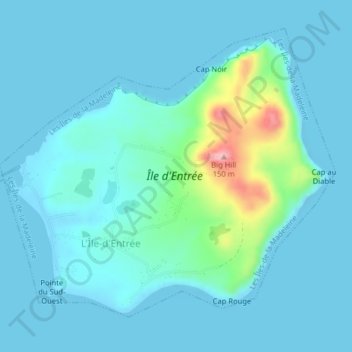 Carte topographique Île d'Entrée, altitude, relief