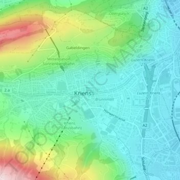 Carte topographique Bellpark, altitude, relief
