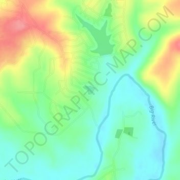 Carte topographique Lac Emerald, altitude, relief