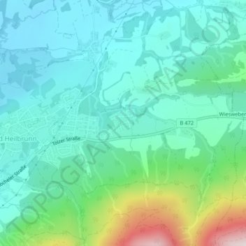Carte topographique Ostfeld, altitude, relief