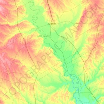 Carte topographique Brazos River, altitude, relief
