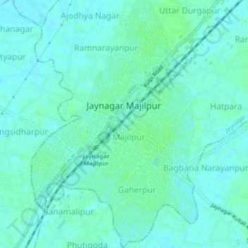 Carte topographique Jaynagar Majilpur, altitude, relief