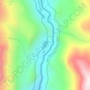 Carte topographique Tulare County, altitude, relief