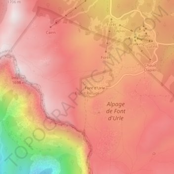 Carte topographique Esprit Refuge, altitude, relief