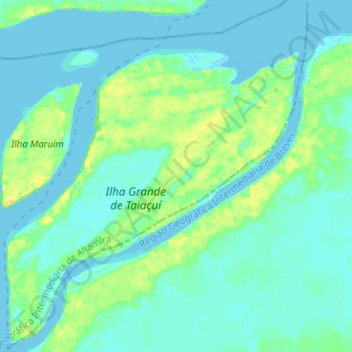 Carte topographique Amazon River, altitude, relief