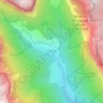 Carte topographique Archiane, altitude, relief