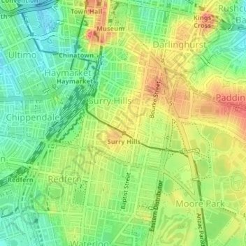 Carte topographique Adelaide Street Reserve, altitude, relief
