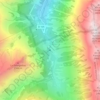 Carte topographique Arrens-Marsous, altitude, relief