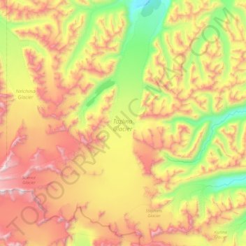 Carte topographique Tazlina Glacier, altitude, relief