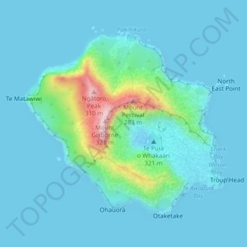 Carte topographique White Island, altitude, relief