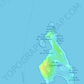Carte topographique Isla de Torretes, altitude, relief