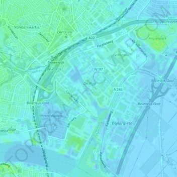 Carte topographique De Pijp, altitude, relief