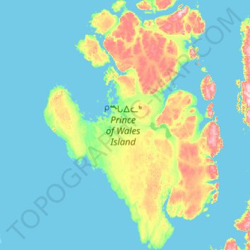 Carte topographique Île du Prince-de-Galles, altitude, relief