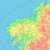 Carte topographique A Coruña, carte du relief, carte des altitudes