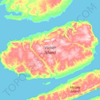 Carte topographique Île Vanier, altitude, relief