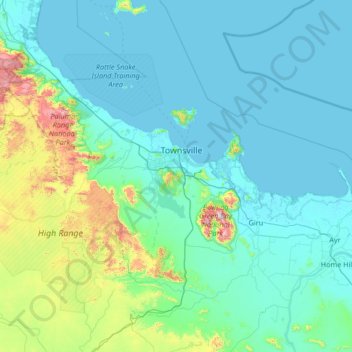Carte Topographique Townsville City Altitude Relief